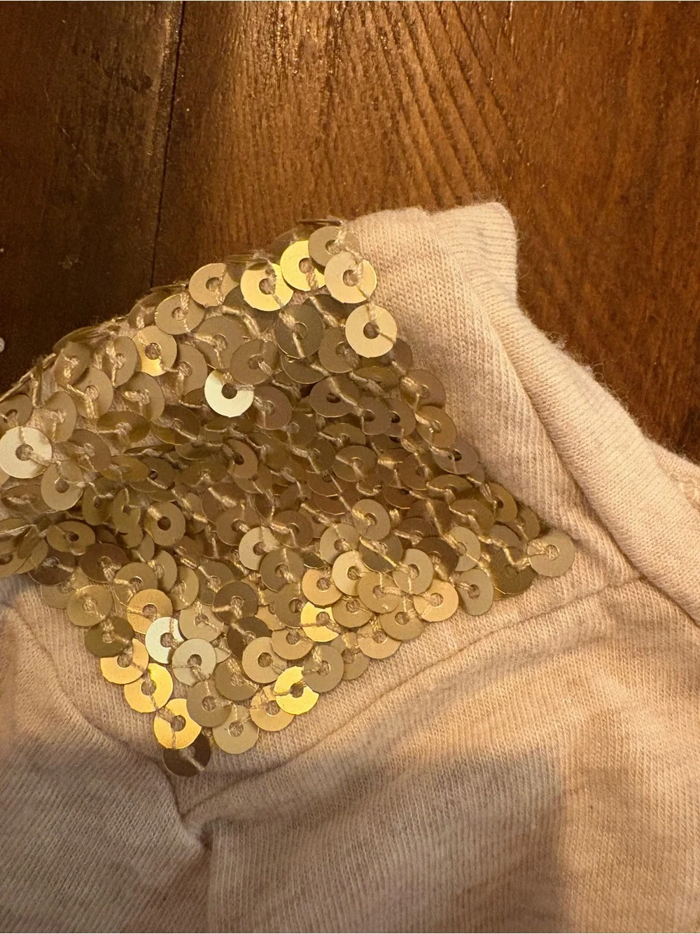 GAP Long-Sleeve Sequin Shoulder Top - Light Pink